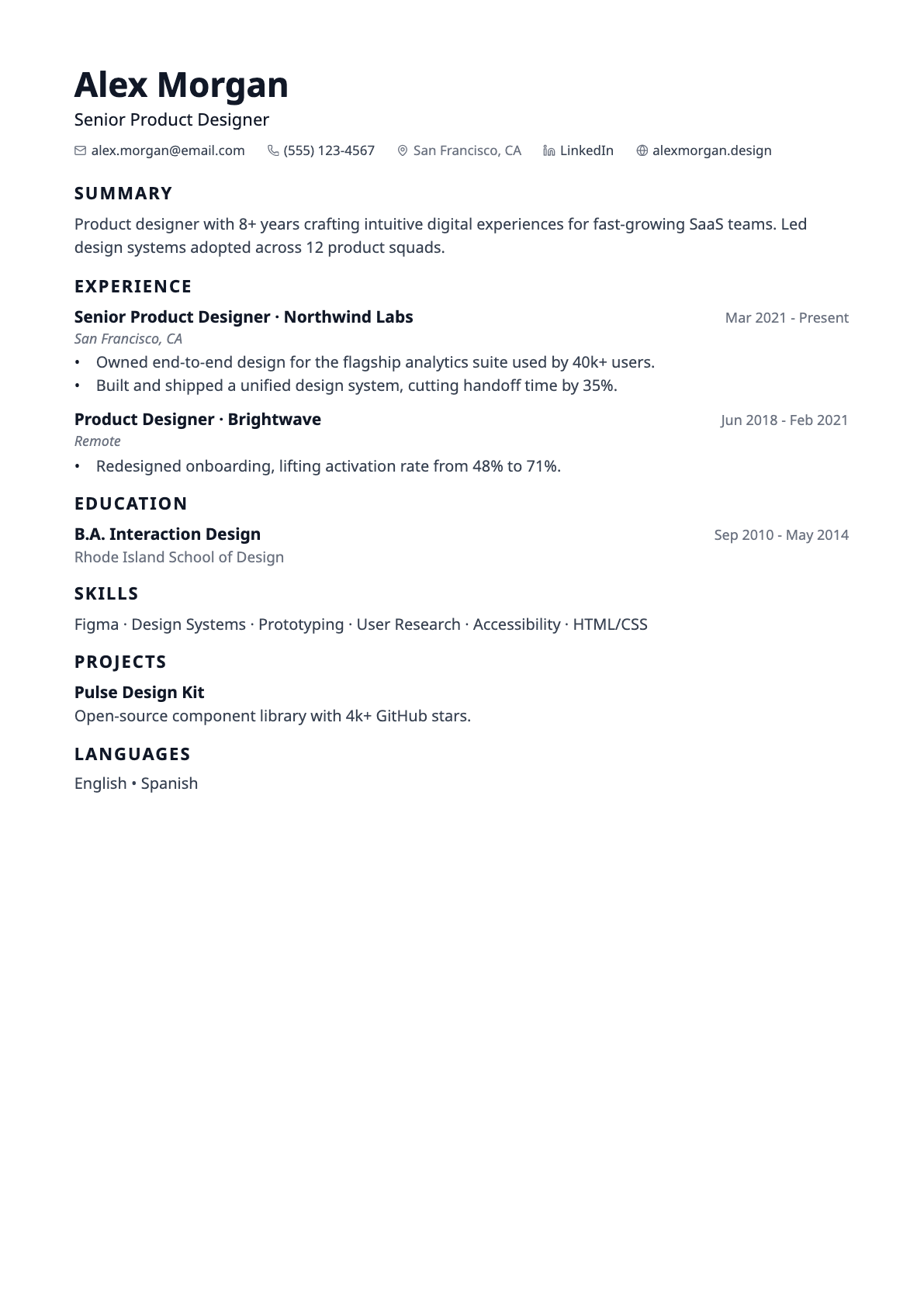 ATS-Max résumé template preview