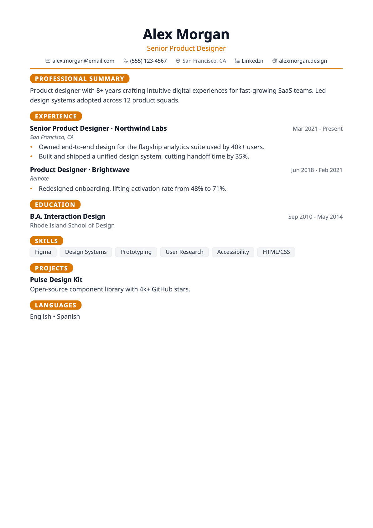 Creative résumé template preview