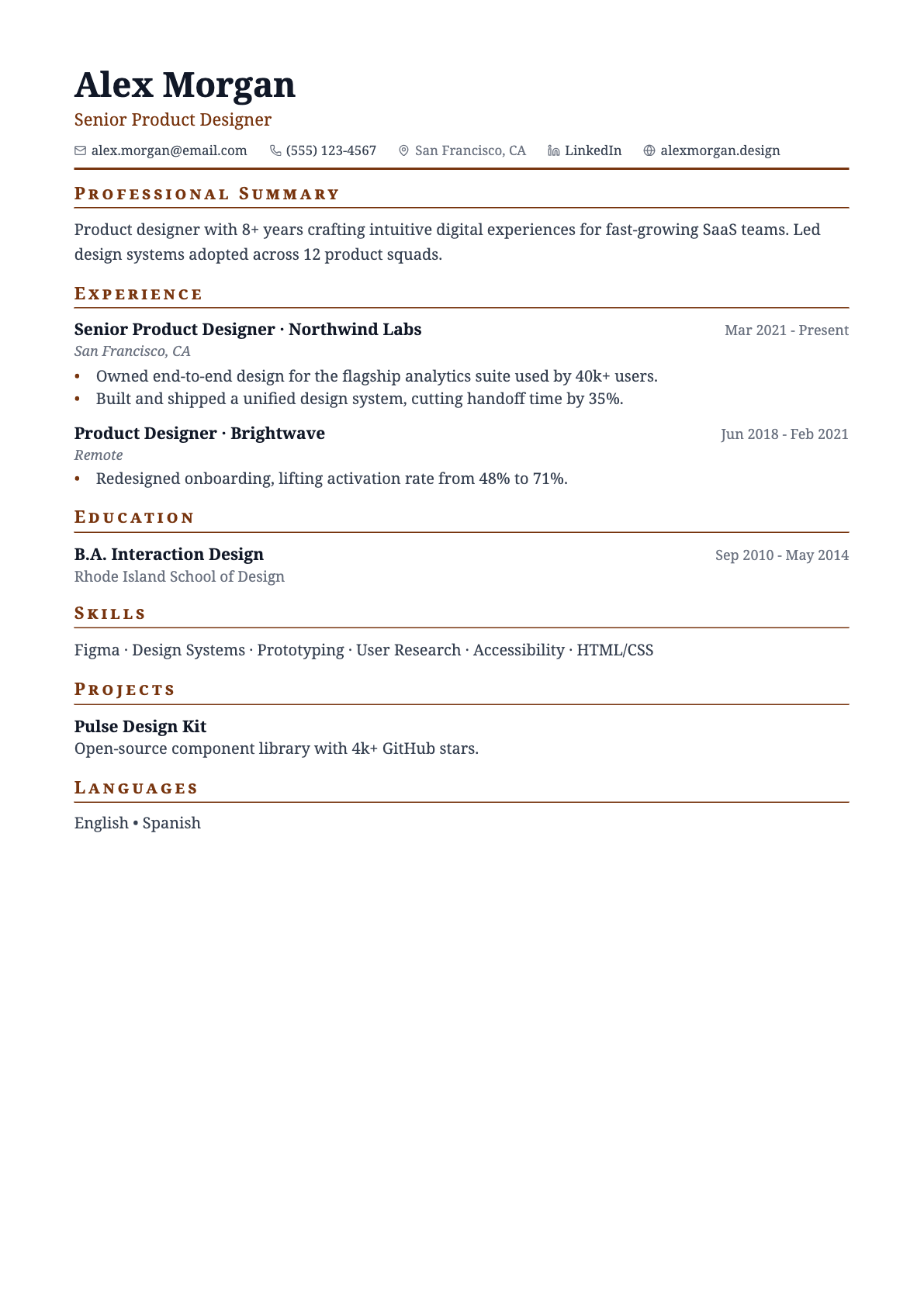 Elegant résumé template preview